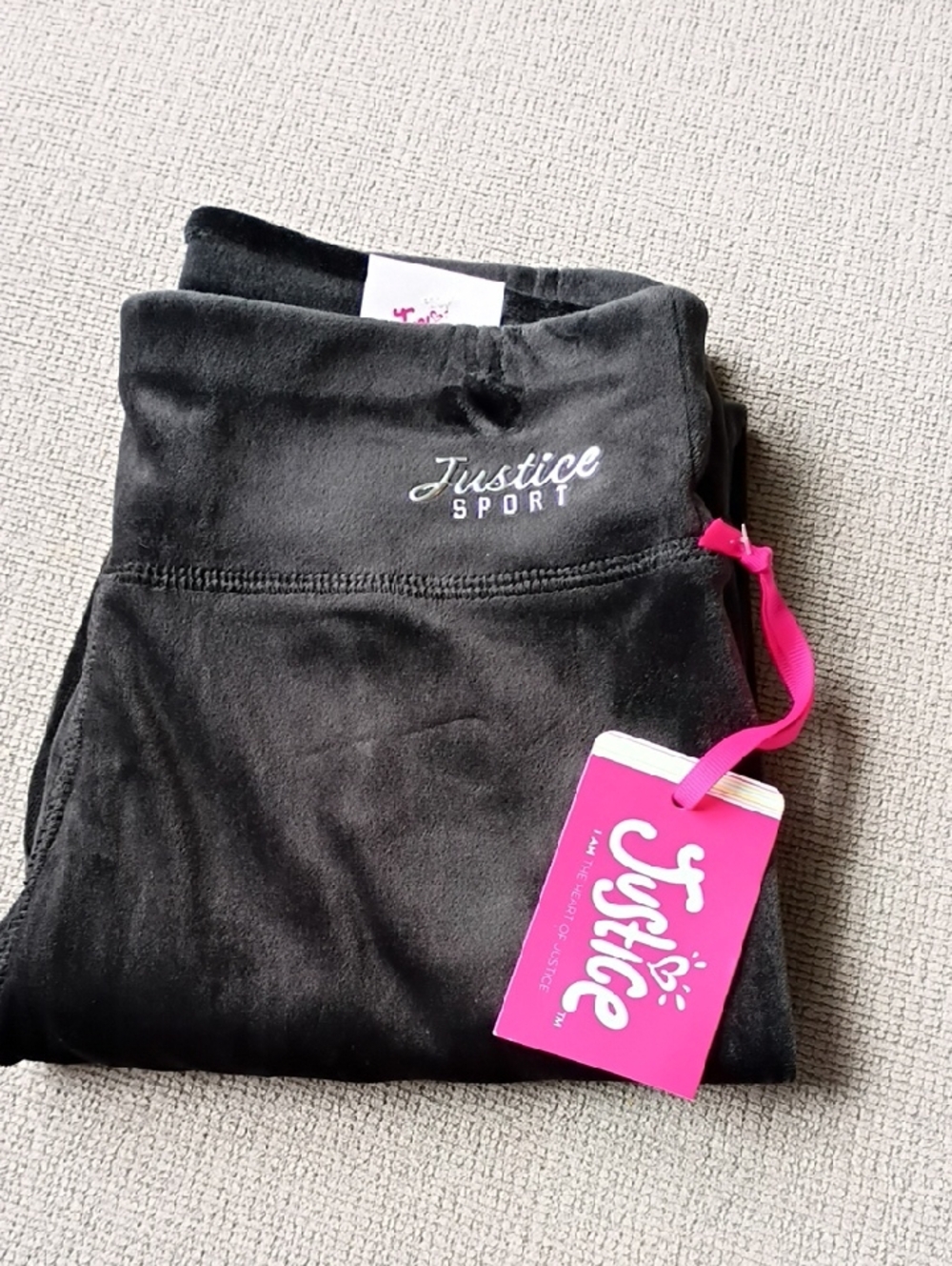 NWT Girl's L Justice Velvet Black Leggings